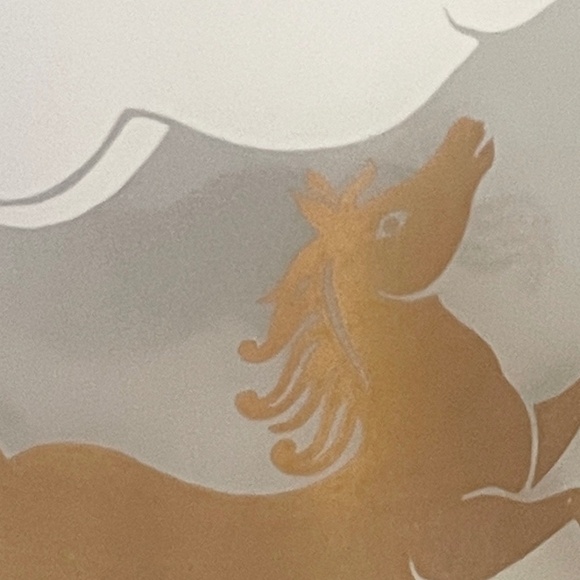 Libbey Frosted Highball Glasses White & Gold Cavalcade Galloping Horse Barware - Picture 4 of 10